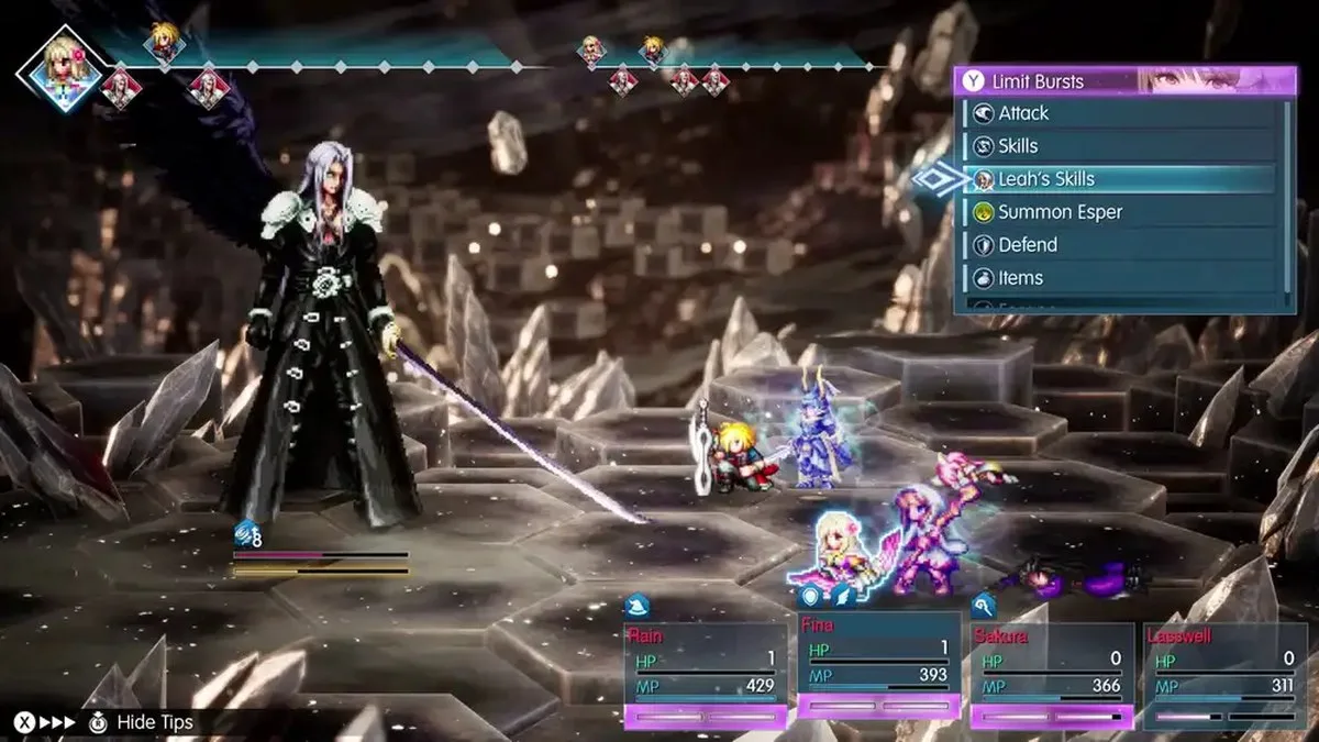 A party stands mostly dead in front of Sephiroth in Final Fantasy Resonance