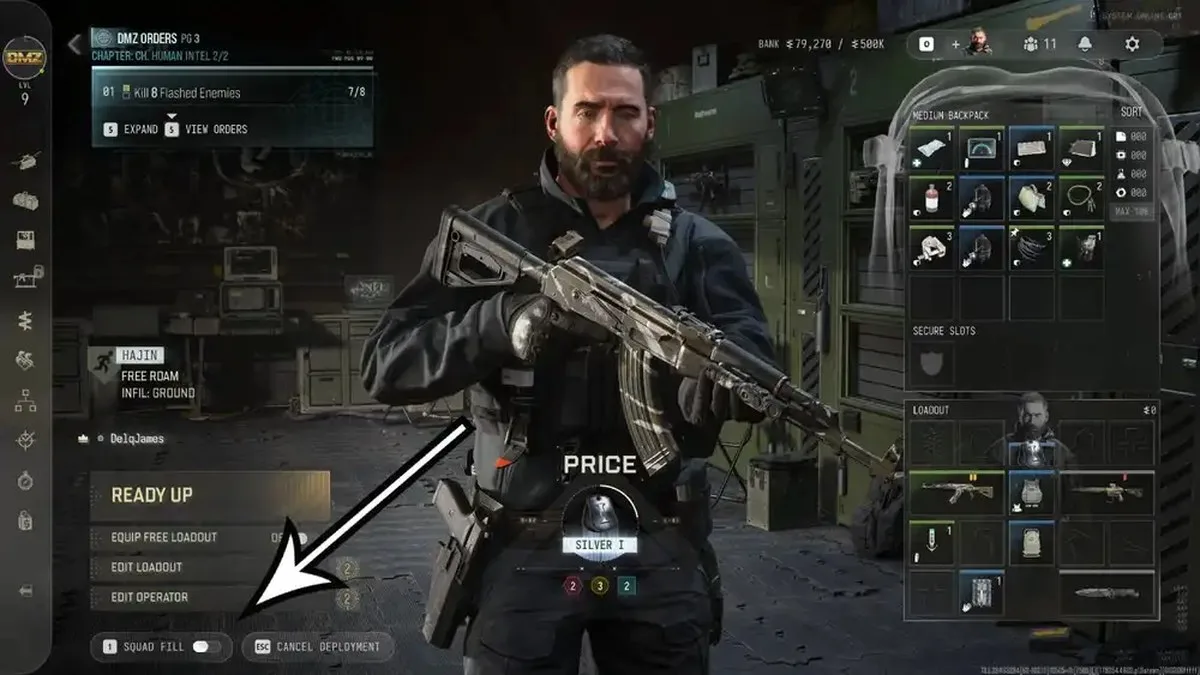 The deployment screen in DMZ in Modern Warfare 4.