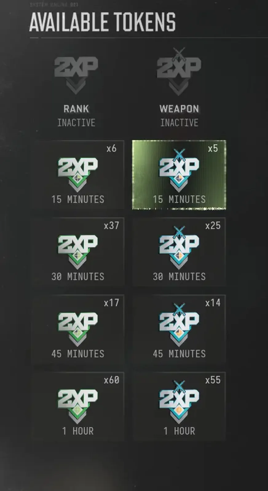 Double XP Tokens in MW4