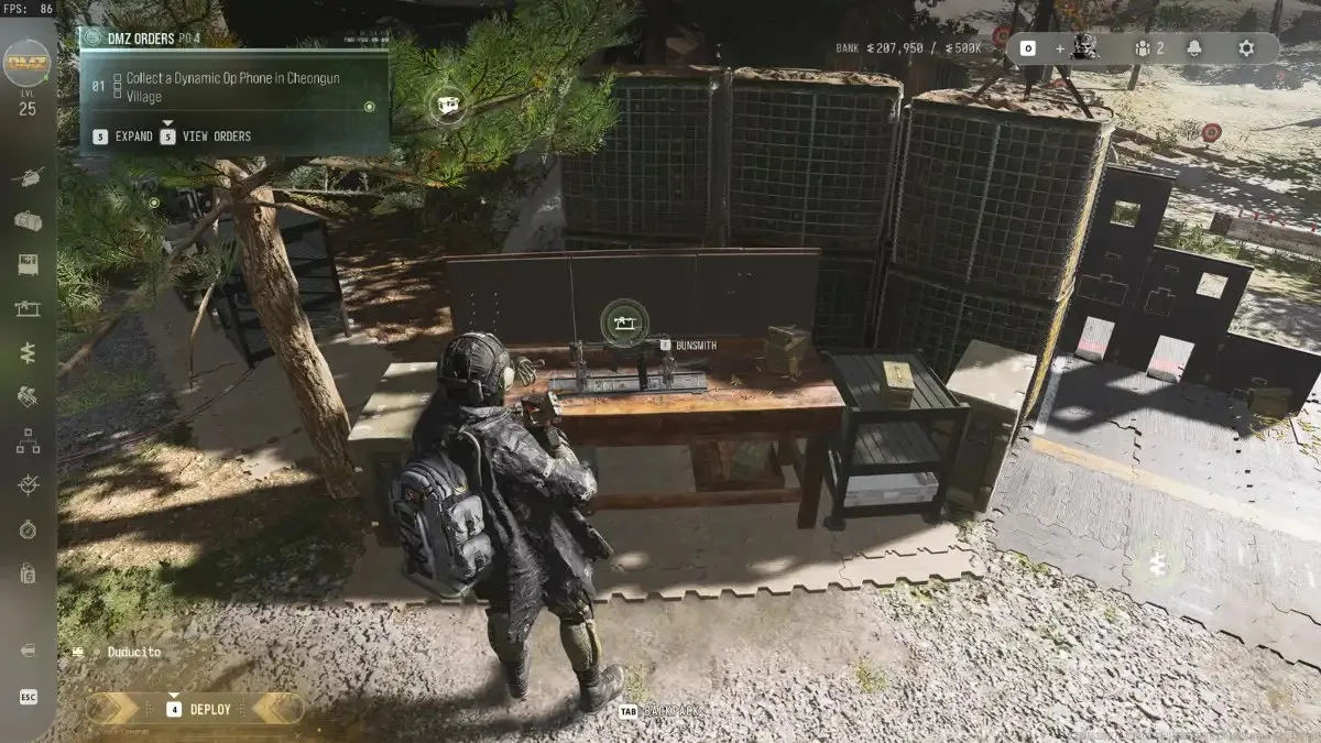 Gunsmith station at FOB in Modern Warfare 4 DMZ