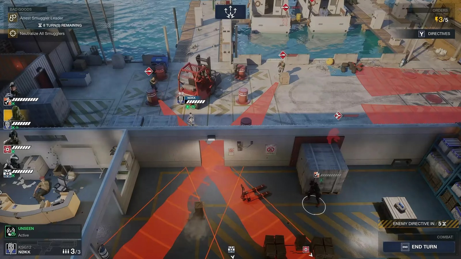 Enemies in Rainbow Six Tactics with overwatch on a door
