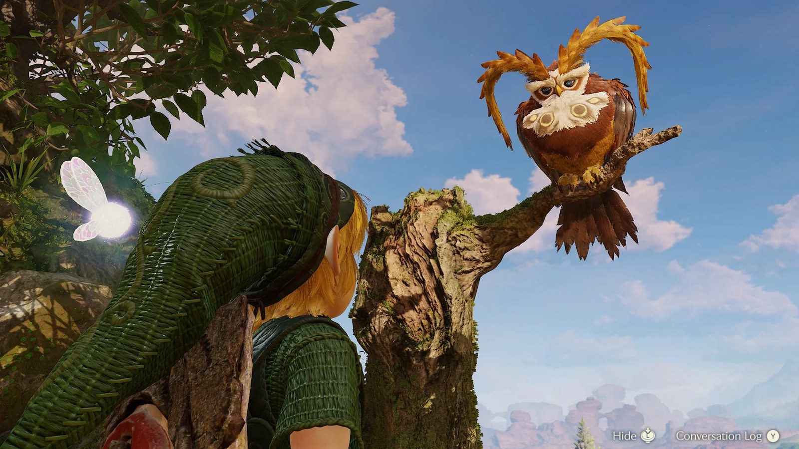 Link and owl in The Legend of Zelda; Ocarina of Time remake for Switch 2.