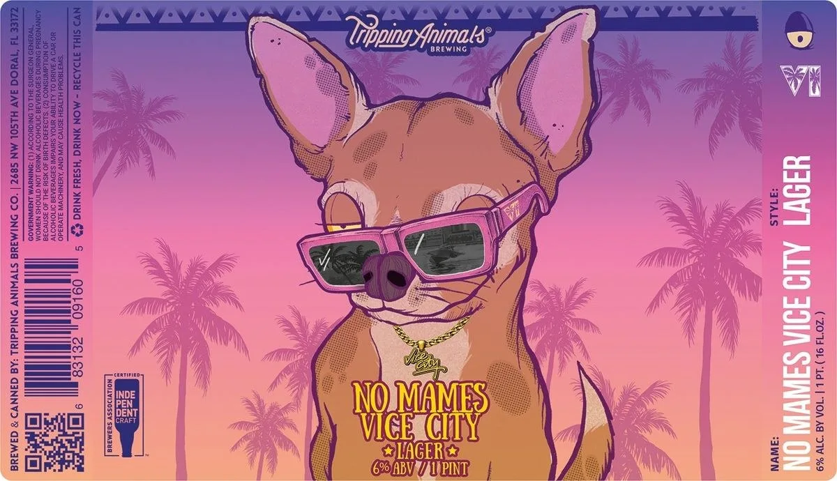 No Mames Vice City beer label