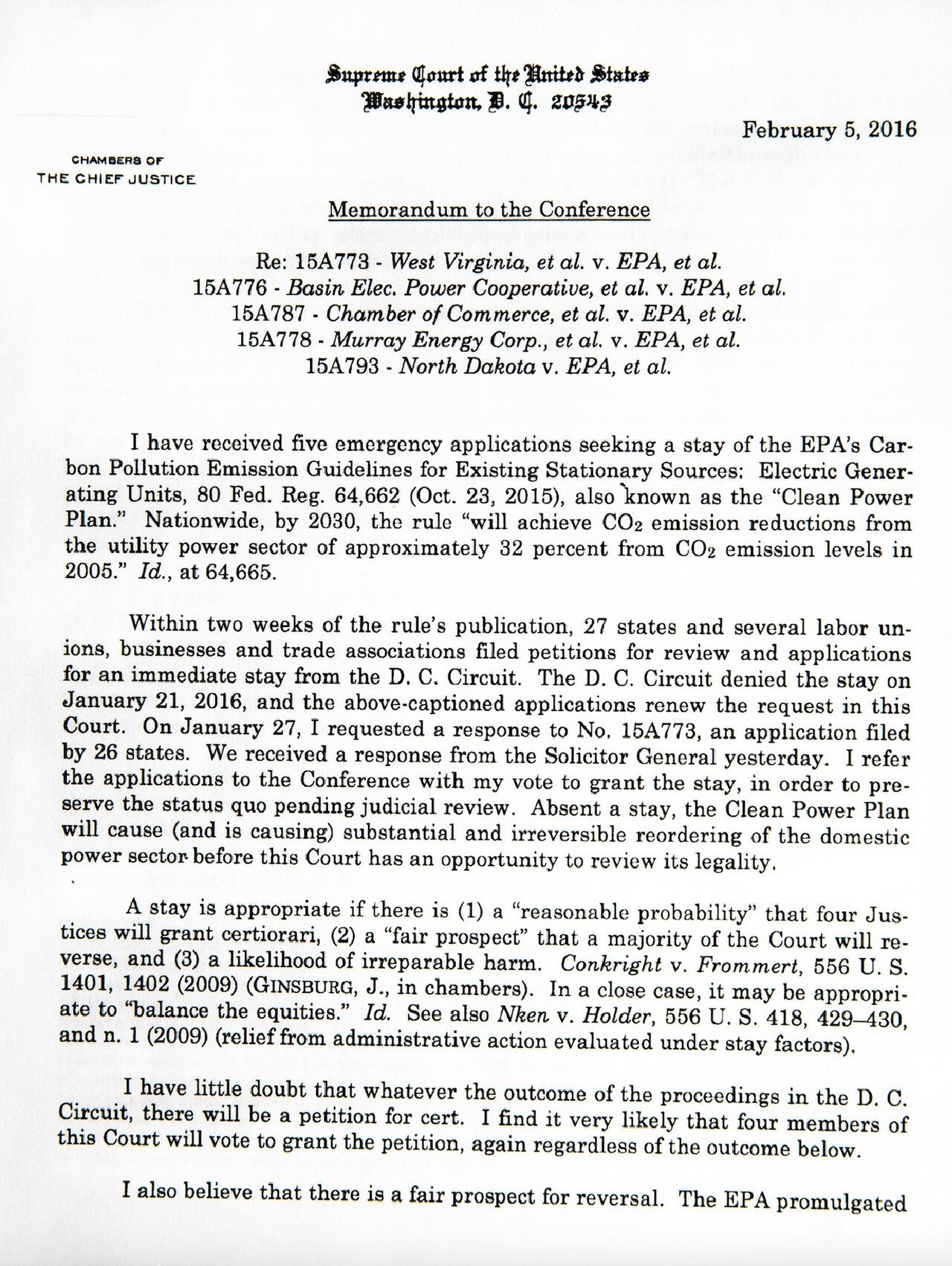 Internal memos from the Supreme Court of the United States regarding the shadow docket in 2016, via the New York Times