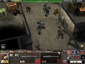 Silent Storm presents the player with two sets of equipped weapons, numerous stances, and several different firing modes. Terrain elevation is also completely fluid, with smooth ramps, sloping embankments, flights of stairs and ladders (not pictured).